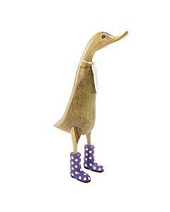 DCUK Natural Wooden Ducklet Spotted Welly Boots (Purple)